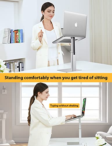 Laptop Stand for Desk, Ergonomic Sitting and Standing Laptop Riser for Notebook MacBook 11-17 Inches，DJ Laptop Stand Adjustable Height from 7-15 Inches Aluminum(Silver) - color: Silver