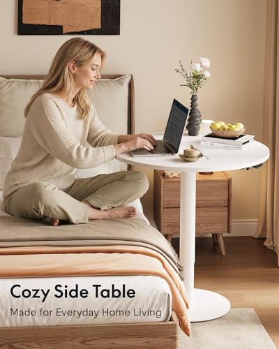 FLEXISPOT 24" Adjustable Height Round Dining Bar Table, Gas Spring Lift - color: White, size: 24‘’