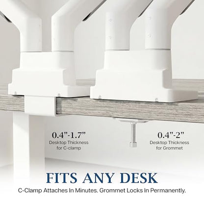 VIVO PRO Heavy Duty, Premium Dual Ultra-Wide Monitor Tension Arm, 24 inch to 38 inch Screens, Holds 59.4 lbs per Arm, Desk Mount Monitor Stand for 2 Ultrawides, White, PRO-ST245W - color: White