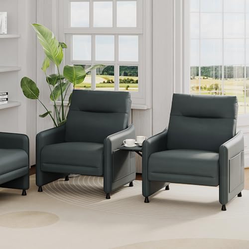 Alunaune Upholstered Living Room Chair Armchair, Mid Century Accent Chair, Reception Couch Slipper Club Lounge Chair Guest Comfy Single Sofa with Sidetable for Bedroom-Grey - color: Grey, size: 1 Chair
