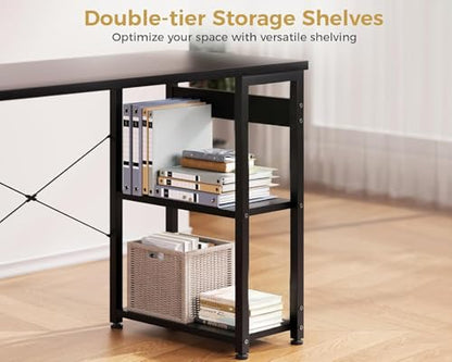 ODK 40 Inch Small Computer Desk with 4 Fabric Drawers