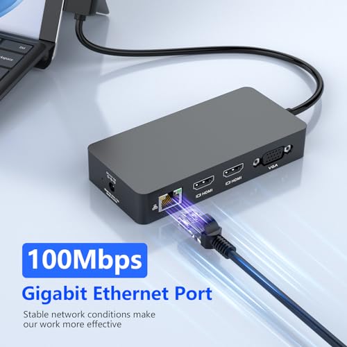 Surface Docking Station Triple Displays Dual HDMI + VGA with Power Adapter,12 in 1 Surface Dock 2 for Microsoft Surface Pro 12/11/10/9/8/X/7/6/5/4/3,Surface Laptop 7/6/5/4/3/2/1,Surface Book Go