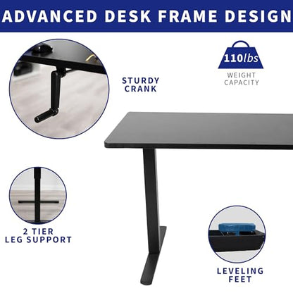 VIVO Manual Height Adjustable 71 x 30 inch Stand Up Desk, Light Wood Table Top, Black Frame, Standing Workstation with Foldable Handle, DESK-KIT-MB7C - color: Light Wood Top / Black Frame, size: 71" x 30"