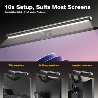 Douxlife Monitor Light Bar, Eye-Care Computer Monitor Lamp | Wireless Remote & Touch Control, Asymmetrical Optical Design, Stepless Dimming Screen Bar for Home Office Gaming, Gray - color: Gray