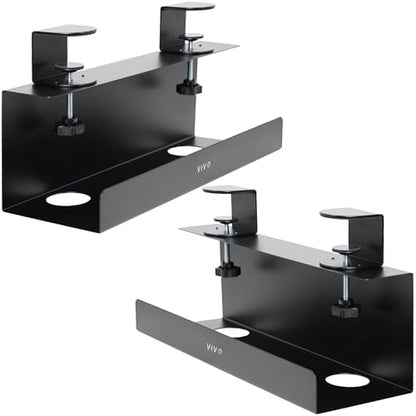 VIVO No Drill Clamp-on 17 inch Power Strip Cable Management Trays, Under Standing Desk Steel Cord Organizer, Black, 2 Pack, DESK-CM6L-2B - size: 17" (Pack of 2)