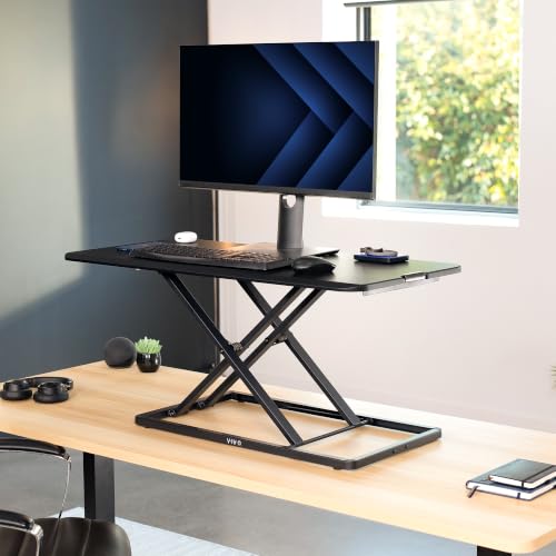 VIVO Black 36 in Single Top Standing Desk Converter, DESK-V036U - color: Black, size: 36"