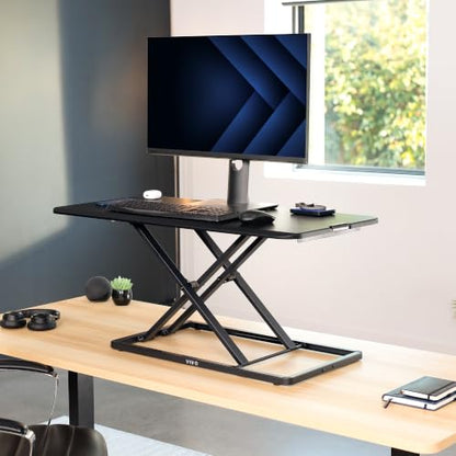 VIVO Black 36 in Single Top Standing Desk Converter, DESK-V036U - color: Black, size: 36"