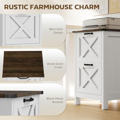 HOMCOM 2 Drawer Vertical File Cabinet with Silent Slides, Distressed White - color: Distressed White