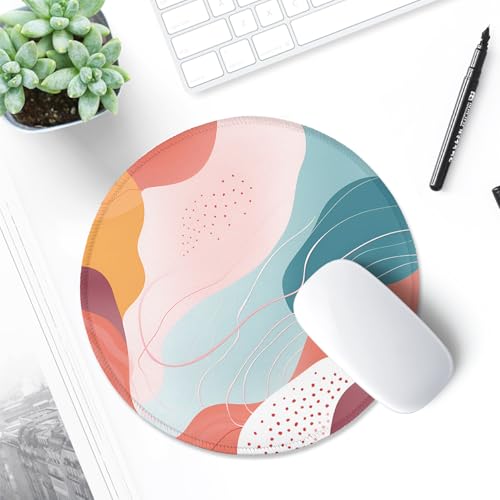 ITNRSIIET Round Mouse Pad with Stitched Edge Premium-Textured Waterproof Non-Slip Rubber Base Desktop Protection Mat Diameter 8.7 inches, Art Style Pattern - color: A03-Art Style Pattern