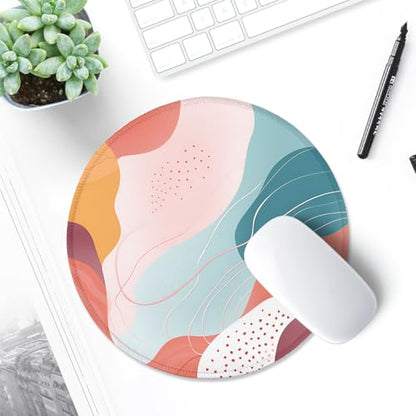 ITNRSIIET Round Mouse Pad with Stitched Edge Premium-Textured Waterproof Non-Slip Rubber Base Desktop Protection Mat Diameter 8.7 inches, Art Style Pattern - color: A03-Art Style Pattern