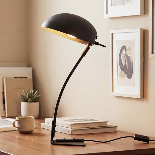 18.4" Metal Desk Lamp Modern Industrial Table Lamp, Adjustable Neck Architect Lights (3000K) with On/Off Switch, Bedside Reading Lamps for Office Bedroom Study Room Side Table (Sand Black) - color: Sand Black