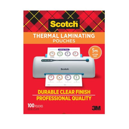 Scotch Thermal Laminating Pouches, 100 Count, Clear, 5 mil., Laminate Business Cards, Banners and Essays, Ideal Office or School Supplies, Fits Letter Sized (8.9 in. × 11.4 in.) Paper - size: 100-Pack