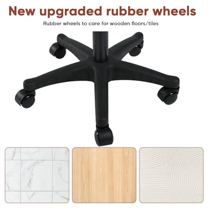 Ergonomic Adjustable Under Desk Footrest,Ottoman with Wheels | 500lbs|360° swivel Silent PU casters|Thick 2.36" Seat| Rolling Stool with Wheels for Massage,Salon,Spa,Clinic,Office,Home - color: Creamywhite