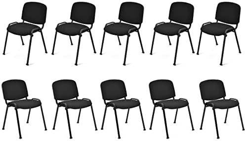 HAPPYGRILL Waiting Room Chairs, Stackable Conference Chairs with Metal Frame, Padded Cushion,Ergonomic Design, Guest Reception Chairs Set for Office, Reception Room, Conference Room, Events (10-Pack) - size: 10-Pack