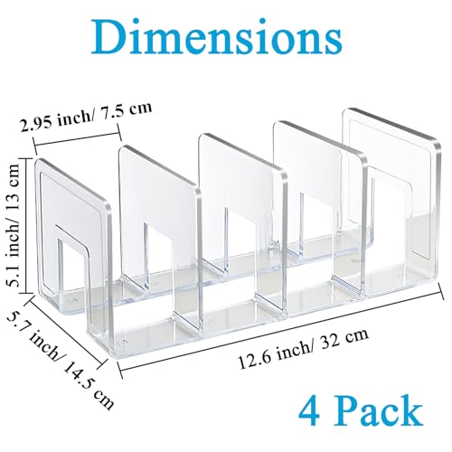 SAYEEC Acrylic File Holder, Clear File Sorter Desk File Organizer, Sturdy Desktop File Folder Organizer Rack for Envelopes Mail Letter Paper Notebook Electronics Office Supplies (4 Sections, 4 Pack) - size: 4 Pack-Clear