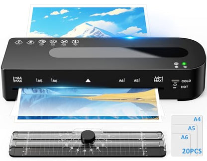 9 Inch Laminator Machine Hot & Cold with 20 Laminating Sheets and Trimmer | A4 Laminating Machine for Office, School, Business and Home