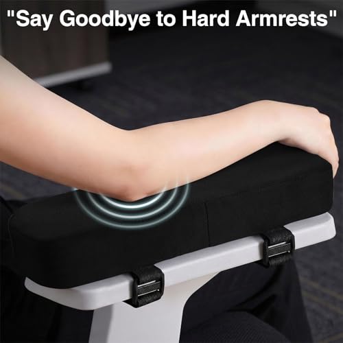 Smiry Ergonomic Office Chair Armrest Pads Black, Set of 2 Stretch Jacquard Office Computer Chair Seat Covers Black, Seat + Backrest Cover