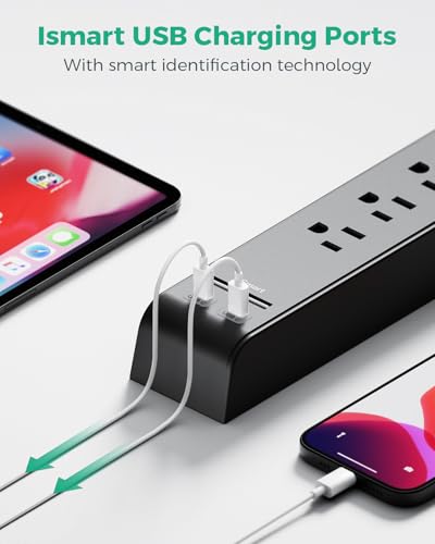 2 Pack Power Strips Surge Protector, 12FT Flat Extension Cord, Flat Plug - size: 12 FT, style: Flat Extension Cord