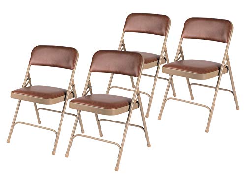 OEF Furnishings OEF1203 Commercial-Grade Vinyl Padded Folding Chair (Brown, 4-Pack) - color: Brown