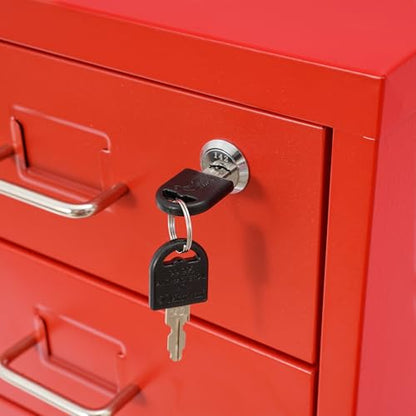 6 Drawers Mobile File Cabinet Rolling Vertical Filing Cabinet Under Desk Storage Organization 16" D x 11" W x 27" H (Red) - color: Red