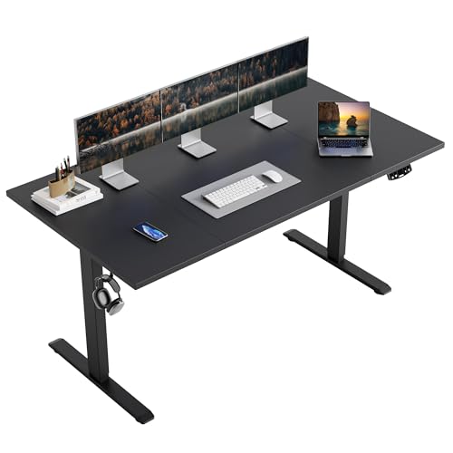 Agilestic Electric Height Adjustable Standing Desk, 63 Inch, Carbon Black - color: Black, size: 63x23.6 Inch