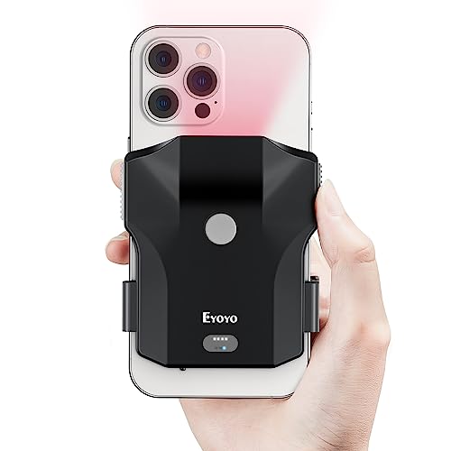 Eyoyo Bluetooth QR Code Scanner 2D Wireless Back Clip Phone Barcode Scanner | Battery Level Indicator, Compatible with 4.7"-7.2" Android Phone, iPhone, UPC USB Bar Code Reader for Book Library Inventory