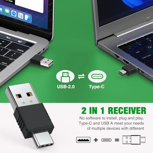 USB Rechargeable RF 2.4 GHz Green Light Presentation Remote, Powerpoint Clicker Wireless Presenter Presentation Clicker Slide Advancer for Mac/Keynote/PC/PPT