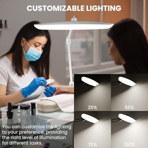 3000 Lumens Adjustable LED Desk Lamp & Task Lamp - Bright, Dimmable Lighting for Office, Crafts, Nails &Salon with Clamp (CCT, White) - color: White