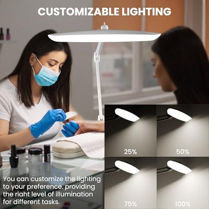 3000 Lumens Adjustable LED Desk Lamp & Task Lamp - Bright, Dimmable Lighting for Office, Crafts, Nails &Salon with Clamp (CCT, White) - color: White