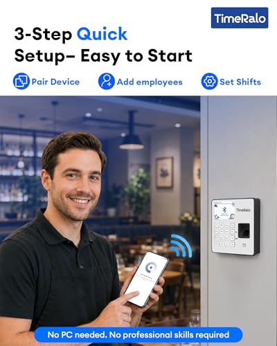 Cloud Time Clock for Small Business, 3-in-1 Mode, Remote Access | Fingerprint Attendance System with Smart Scheduling, Overtime & Lunch Rules, Auto Report, 10 Cards, 2.4G WiFi, No Monthly Fee