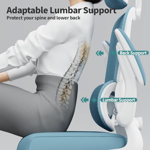 TRALT Office Chair Ergonomic Desk Chair - Gaming Chair with Lumbar Support | 330 LBS Home Office Desk Chairs with Headrest, Reading Chair with Flip-up Armrests, Comfortable Computer Chairs (1, Sky Blue) - color: Sky Blue