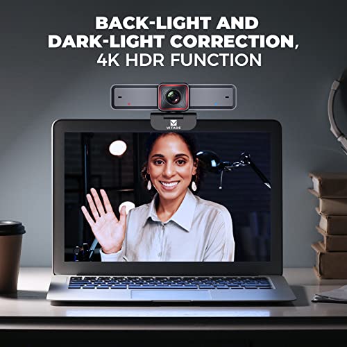 4K Webcam with AI-Powered Framing,Remote Control Web Camera/10X Digital Zoom 4k 30fps Web cam with USB 3.0 HDR/Dual Noise Cancelling Microphones for PC Mac, Streaming, Video Call, Zoom, Skype