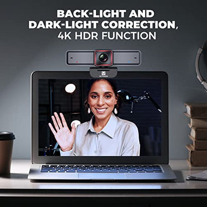 4K Webcam with AI-Powered Framing,Remote Control Web Camera/10X Digital Zoom 4k 30fps Web cam with USB 3.0 HDR/Dual Noise Cancelling Microphones for PC Mac, Streaming, Video Call, Zoom, Skype