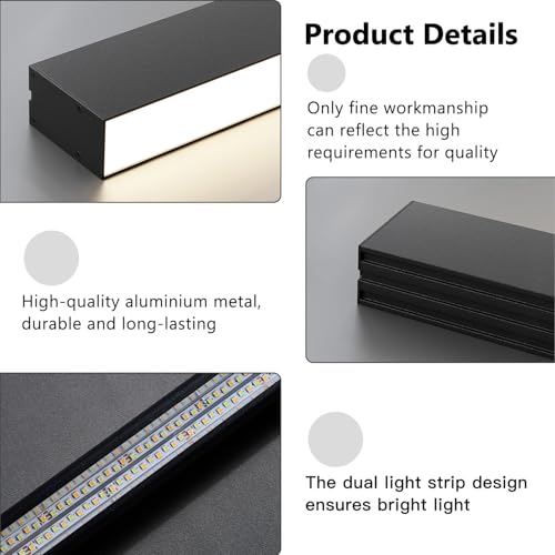 Black ceiling light LED, used for living room, bedroom, hallway, kitchen, - size: 78.7IN