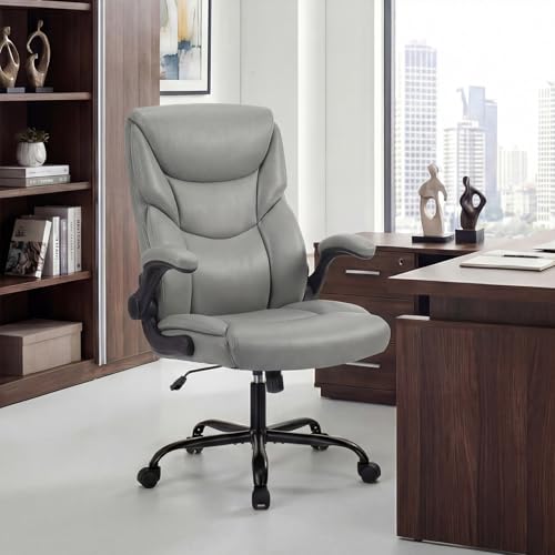 Executive Office Chair, PU Leather, Adjustable Height - color: Grey