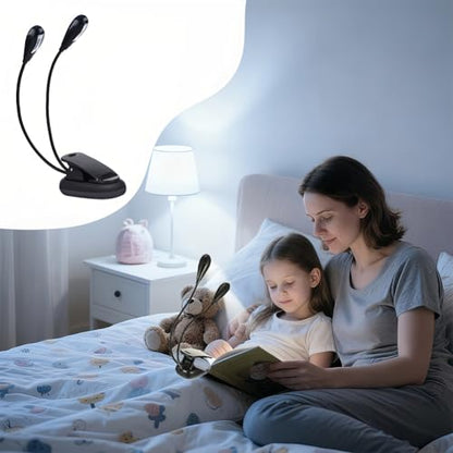 Joyzan Music Stand Light, Clip on LED Book Lights Dual Arm Reading Lamp | Eye Cared 360°Flexible Gooseneck USB Desk Rechargeable Clamp Mini Bed Bookworms Piano Player Travel Orchestra - size: 8 beads