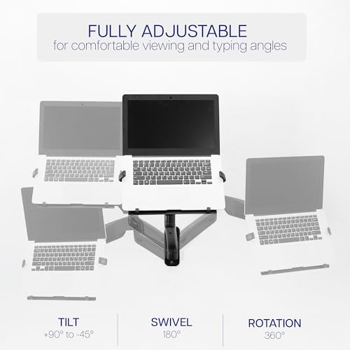VIVO Height Adjustable Pneumatic Extended Arm Laptop Wall Mount, Full Motion Articulating Notebook Tray, Fits 10 to 15.6 inch Screen, Black, MOUNT-V001GL - color: Black