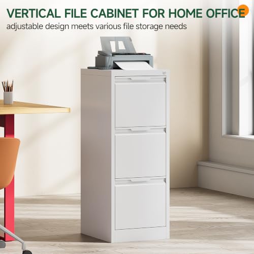 3 Drawer File Cabinet with Lock, Filing Cabinets for Home Office - color: White, size: 3 Drawer - Vertical