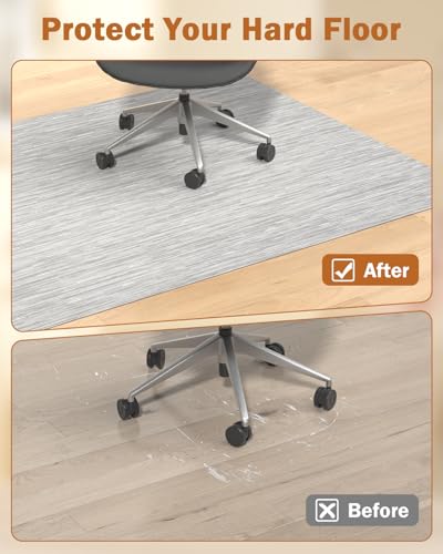 Blvornl Office Chair Mat for Hardwood Floor, 35.4"*47.2" Desk Computer Chair Mat for Hard Wood, Large Anti-Slip Hard Floor Protector, PVC Mat Desk Rug for Office and Home Silver Grey - color: Silver Grey, size: 35.4"*47.2"