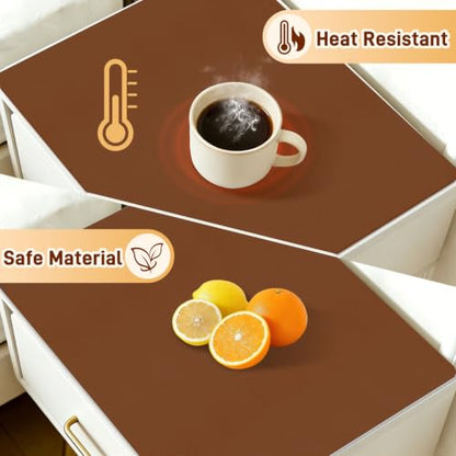 PU Leather Desk Protector/Nightstand Mat, 15.7X11.8 in Brown - color: Brown, size: 15.7" x 11.8"