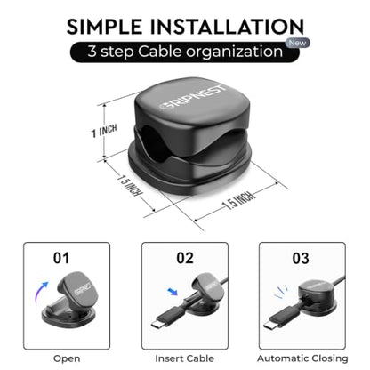 Cable Clips 8 Pack Rotatable Cord Organizer with Adhesive | 360° Rotatable, Clean Cable Management for Desk, Car & Nightstand - size: Pack of 8