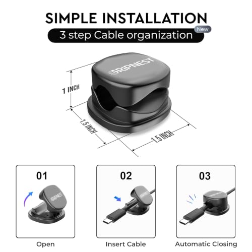 Cable Clips 8 Pack Rotatable Cord Organizer with Adhesive | 360° Rotatable, Clean Cable Management for Desk, Car & Nightstand - size: Pack of 8