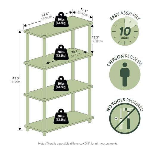 Furinno Turn-N-Tube Toolless 4-Tier Storage Shelves, Beech - color: Beech/White, size: 4-Tier Round Tube