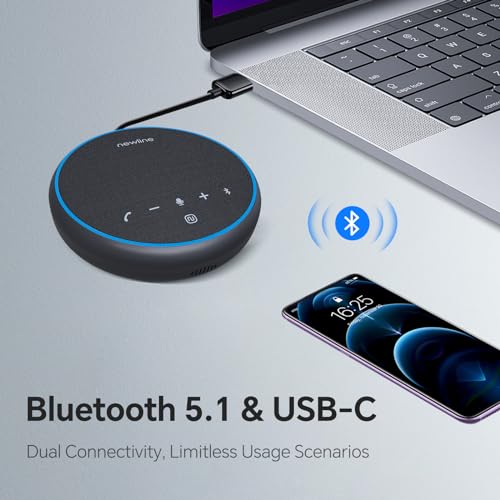 N newline Conference Speaker and Microphone, 2 Mics 360° Voice Pickup, AI Noise Reduction & Clear Calls, USB & Bluetooth Speakerphone, Up to 12H Call Time, for Small-to-Mid Meetings & Home Office