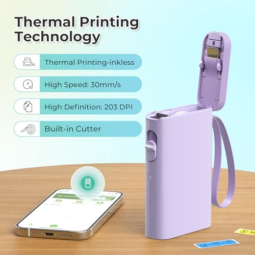 Nelko P21 Label Maker Machine with Tape, Bluetooth Label Printer, Purple - color: Purple