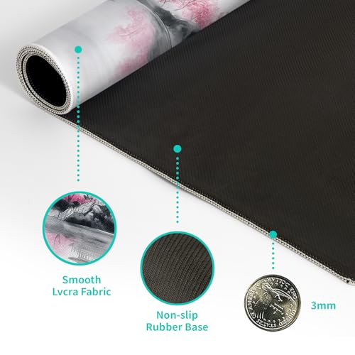 Pagoda Mouse Pad 31.5x11.8 Inch White Full Desk Japanese Mousepad Extended Large Non-Slip Rubber Base Waterproof Big Keyboard Mat with Stitched Edges for Gaming and Office - color: Pagoda