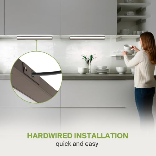 ASD 12 Pack LED Under Cabinet Lighting, 32 inch 16W 1057 LM, Dimmable Hardwired Under Cabinet Lights for Kitchen, 3000K/4000K/5000K, Under Counter Light Fixtures, ETL, Bronze, Bullnose Design - color: 32 Inch Bronze, size: 12 Pack