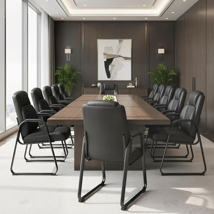 Okeysen Big & Tall Waiting Room Chairs Set of 4, PU Leather Reception Guest Chair with Padded Arm Rest, Office Desk Chair with Sled Base No Wheels, for Office Meeting, Conference Room, Lobby, 500lb - color: Black, size: Set of 4