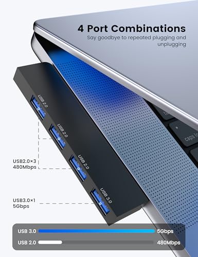 USB Hub 2Pack, Fidioto 4 Port USB Hub(1 * 3.0 Hub, 3 * 2.0 Hub), Networking Hubs for Laptop, iMac Pro, MacBook Air, Mac mini/Pro, Surface Pro, Notebook PC, USB Flash Drives and Mobile HDD Etc. - color: 4in1- 2pcs Left-Black