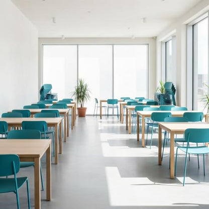 Sidanli Armless Stacking Chairs, Blue, Set of 4 | Ergonomic Plastic Seat, Waterproof, with 2MM Thicken Metal Legs, for Conference Reception Dining Room, Easy to Stack - color: Blue